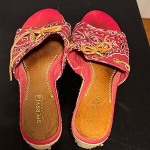 Sperry Women's Red Espadrille Slides